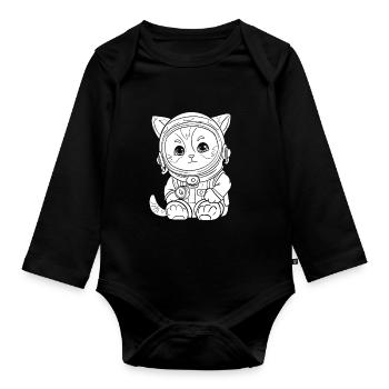 Katze - Baby Bio-Langarm-Body - Schwarz - Vorne