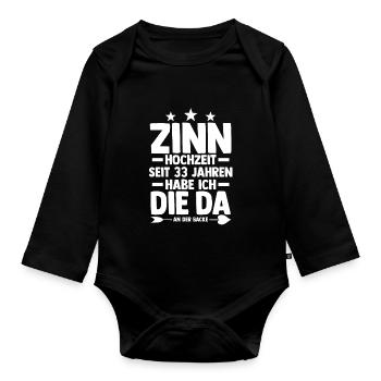 Ehe Zinnhochzeit 33 Jahre Verheiratet Hochzeitstag - Baby Bio-Langarm-Body - Schwarz - Vorne