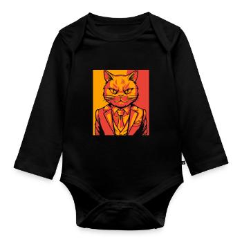 Katze - Baby Bio-Langarm-Body - Schwarz - Vorne