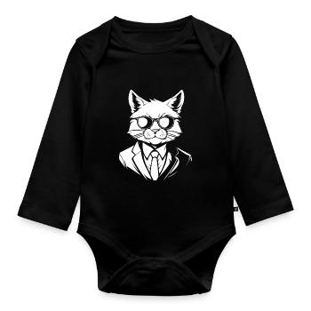 Katze - Baby Bio-Langarm-Body - Schwarz - Vorne