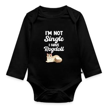 Je ne suis pas célibataire, j’ai une maman ragdoll - Body Bébé bio manches longues - noir - Devant
