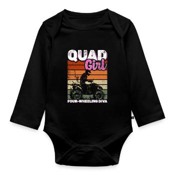 ATV Quad Bike Girl Four Wheel Drive Vehicles - Organic Longsleeve Baby Bodysuit - black - Front