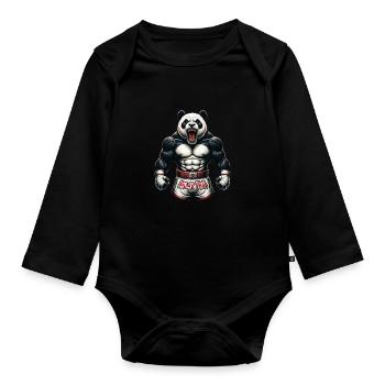 Angry Muay Thai Panda - Thai Boxen und Kämpfen - Baby Bio-Langarm-Body - Schwarz - Vorne