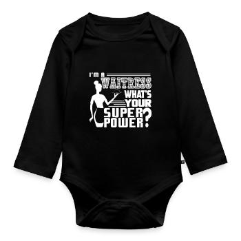 Waitress Waitress What's Your Superpower - Organic Longsleeve Baby Bodysuit - black - Front