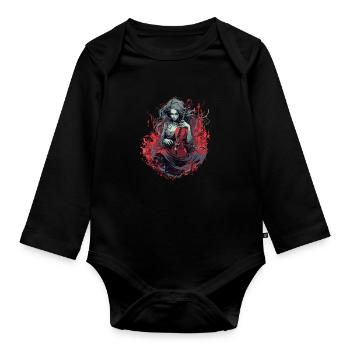 Cello player, cellist-musician, collo music - Organic Longsleeve Baby Bodysuit - black - Front