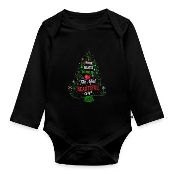 Being Related To Me – Lustiger Weihnachtsspruch - Baby Bio-Langarm-Body - Schwarz - Vorne