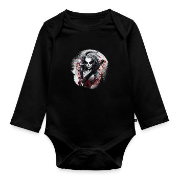 Cello player, cellist-musician, collo music - Organic Longsleeve Baby Bodysuit - black - Front