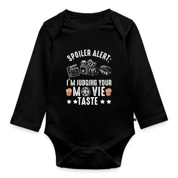 Filmkritiker, Kino, Filmfan, Liebhaber, lustiger Rezensent - Baby Bio-Langarm-Body - Schwarz - Vorne