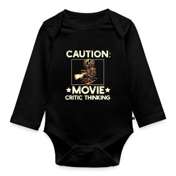Filmkritiker, Kino, Filmfan, Liebhaber, lustiger Rezensent - Baby Bio-Langarm-Body - Schwarz - Vorne