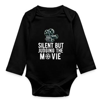 Filmkritiker, Kino, Filmfan, Liebhaber, lustiger Rezensent - Baby Bio-Langarm-Body - Schwarz - Vorne