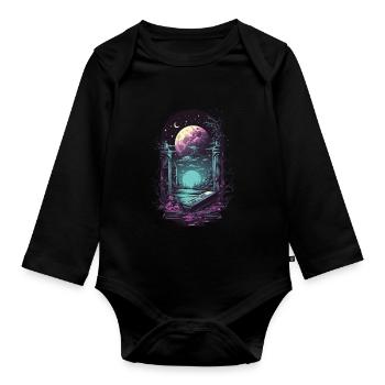 Gothique Vaporwave mysticisme obscurité oeuvre - Body Bébé bio manches longues - noir - Devant
