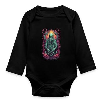 Spooky Tentacle Monster Halloween Design - Organic Longsleeve Baby Bodysuit - black - Front