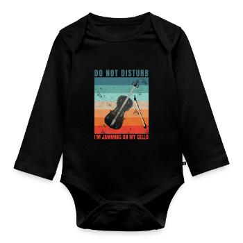 Violoncelliste Musicien Collo Music Vintage - Body Bébé bio manches longues - noir - Devant