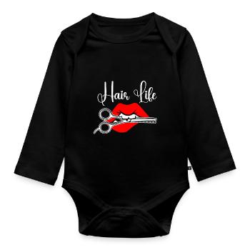 Hairstylist Hair Salon Kosmetologie - Baby Bio-Langarm-Body - Schwarz - Vorne