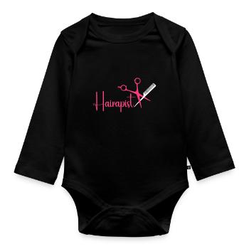 Hairstylist Hair Salon Kosmetologie - Baby Bio-Langarm-Body - Schwarz - Vorne