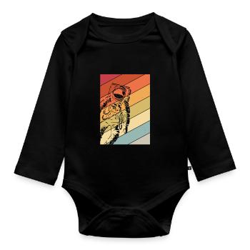 Astronaute Vintage Space Weltall Raumfahrt Weltallf - Body Bébé bio manches longues - noir - Devant