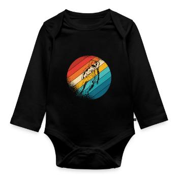 Astronaute Vintage Space Weltall Raumfahrt Astronau - Body Bébé bio manches longues - noir - Devant
