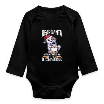 Dear santa i can explain But first lets eat a - Organic Longsleeve Baby Bodysuit - black - Front