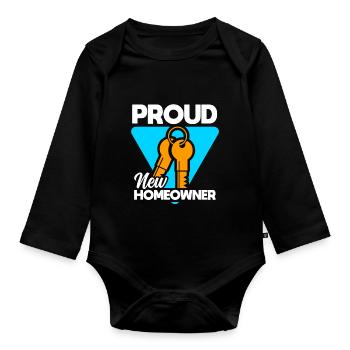 Neuer Hausbesitzer Hauswarmester Hausbesitzer - Baby Bio-Langarm-Body - Schwarz - Vorne