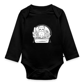 Katze - Baby Bio-Langarm-Body - Schwarz - Vorne