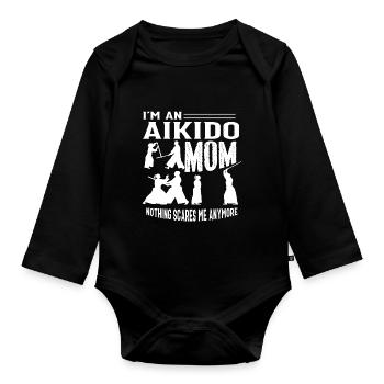 Aikido I'm an Aikido Mom - Organic Longsleeve Baby Bodysuit - black - Front