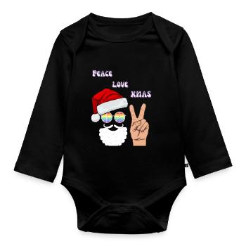 Frieden Liebe Weihnachten | XMAS - Baby Bio-Langarm-Body - Schwarz - Vorne