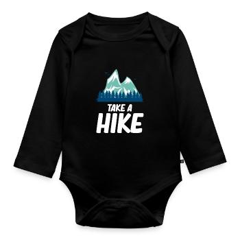 Take a hike of fun hikers - Organic Longsleeve Baby Bodysuit - black - Front