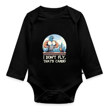 Pigeon Workout Bodybuilding Fitness Gym Muscle - Organic Longsleeve Baby Bodysuit - black - Front