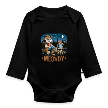 Meowdy Country Cowboy Vintage Western Cat - Baby Bio-Langarm-Body - Schwarz - Vorne