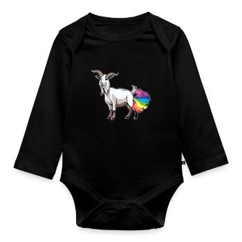Chèvre Drôle Rainbow Pet - Body Bébé bio manches longues - noir - Devant