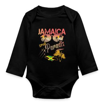 Jamaika Flagge und Karte Andenken Geschenk - Baby Bio-Langarm-Body - Schwarz - Vorne
