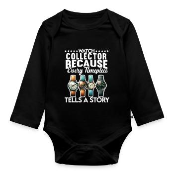 Watch Collector Horologist Collecting Watches - Organic Longsleeve Baby Bodysuit - black - Front