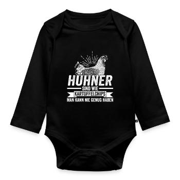 Huhn Hühnerstall Bauernhof Bauer Landwirt Hühner - Baby Bio-Langarm-Body - Schwarz - Vorne