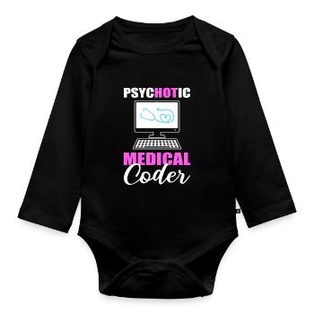 Codeur médical psychotique Codage médical - Body Bébé bio manches longues - noir - Devant