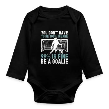 Lacrosse Goalkeeper Gloves Stick Lax Goalkeeper - Organic Longsleeve Baby Bodysuit - black - Front