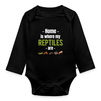La maison est l’endroit où mes herpétologistes reptiliens - Body Bébé bio manches longues - noir - Devant