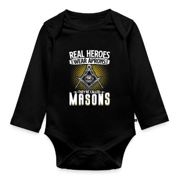 Masonic Freemasonry Fraternal - Baby Bio-Langarm-Body - Schwarz - Vorne
