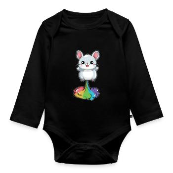 Chinchilla Funny Rainbow Fart - Organic Longsleeve Baby Bodysuit - black - Front