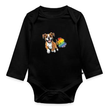 Boxer Dog German Boxer Rainbow - Organic Longsleeve Baby Bodysuit - black - Front