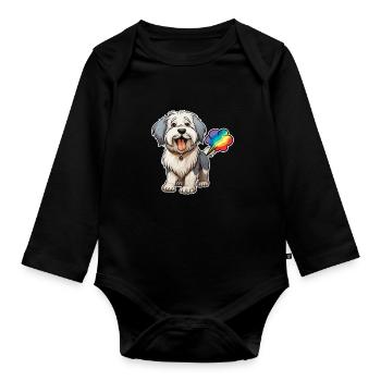 Vieux berger anglais Bobtail mignon - Body Bébé bio manches longues - noir - Devant