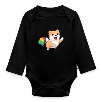 Papillon Funny Rainbow Fart - Organic Longsleeve Baby Bodysuit - black - Front