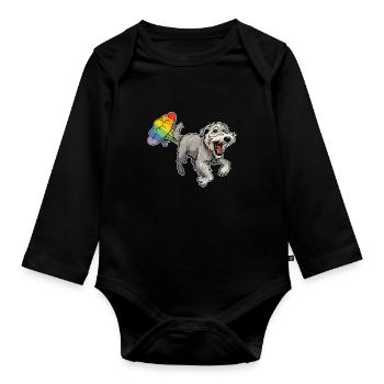 Irish Wolfhound Rainbow Rainbow Fart - Organic Longsleeve Baby Bodysuit - black - Front