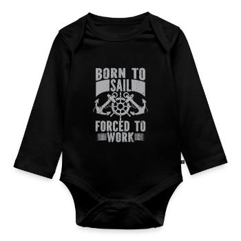 Bootskapitän Lustiger Bootssegelsee Boater - Baby Bio-Langarm-Body - Schwarz - Vorne