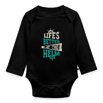 Boat Captain Funny Boat Sailing Lake Boater - Organic Longsleeve Baby Bodysuit - black - Front