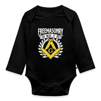 Masonic Freemasonry Fraternal - Baby Bio-Langarm-Body - Schwarz - Vorne