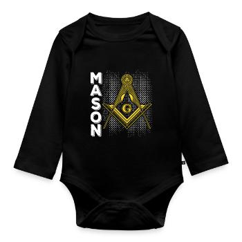 Masonic Freemasonry Fraternal - Baby Bio-Langarm-Body - Schwarz - Vorne