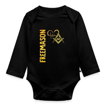 Masonic Freemasonry Fraternal - Baby Bio-Langarm-Body - Schwarz - Vorne