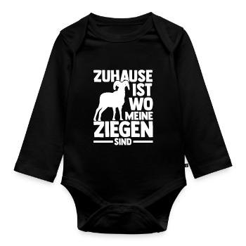 Ziege Ziegenbauer Bauernhof Landwirt Bauer Ziegen - Baby Bio-Langarm-Body - Schwarz - Vorne