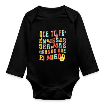 Camiseta Cristiana Para Mujer En Espanol Spanish - Organic Longsleeve Baby Bodysuit - black - Front