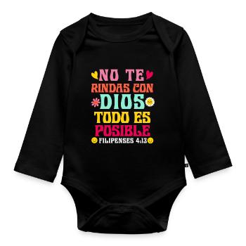 Camiseta Cristiana Para Mujer En Espanol Spanish - Organic Longsleeve Baby Bodysuit - black - Front